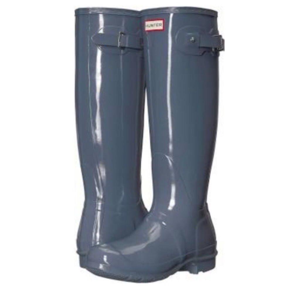 Gloss Grey Hunter Rain boots